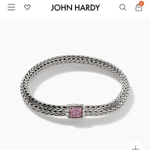 John Hardy Icon Bracelet Sterling Silver Pave Pink Tourmaline 6.5mm